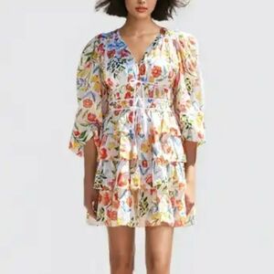 Million Colors Vibrant Floral Tiered Mini Dress 1344